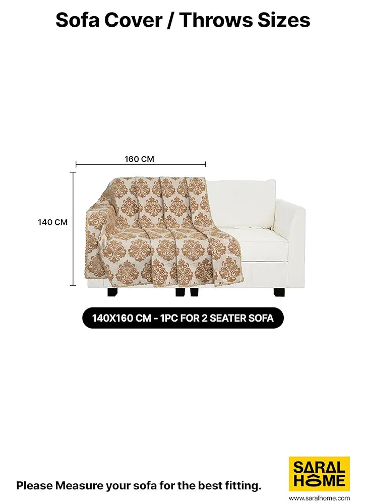 Saral Home Soft Synthetic Chenille Reversible Decorative Sofa Covers Colour Lt. Brown