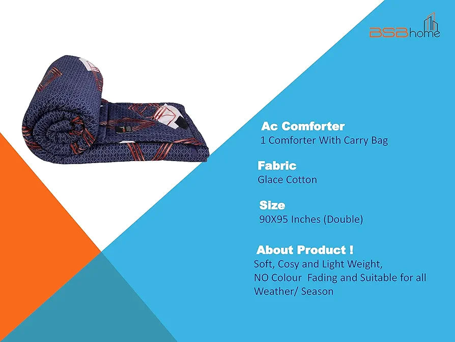BSB Home Super Soft Glace Cotton Microfiber Filling King Size Hot and Warm Blanket for Winter Double TC  260 Grey Cricle
