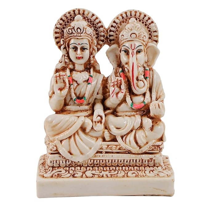 Tied Ribbons Laxmi Ganesh Idol Statue Showpiece Decoration Items for Home Decor Mandir