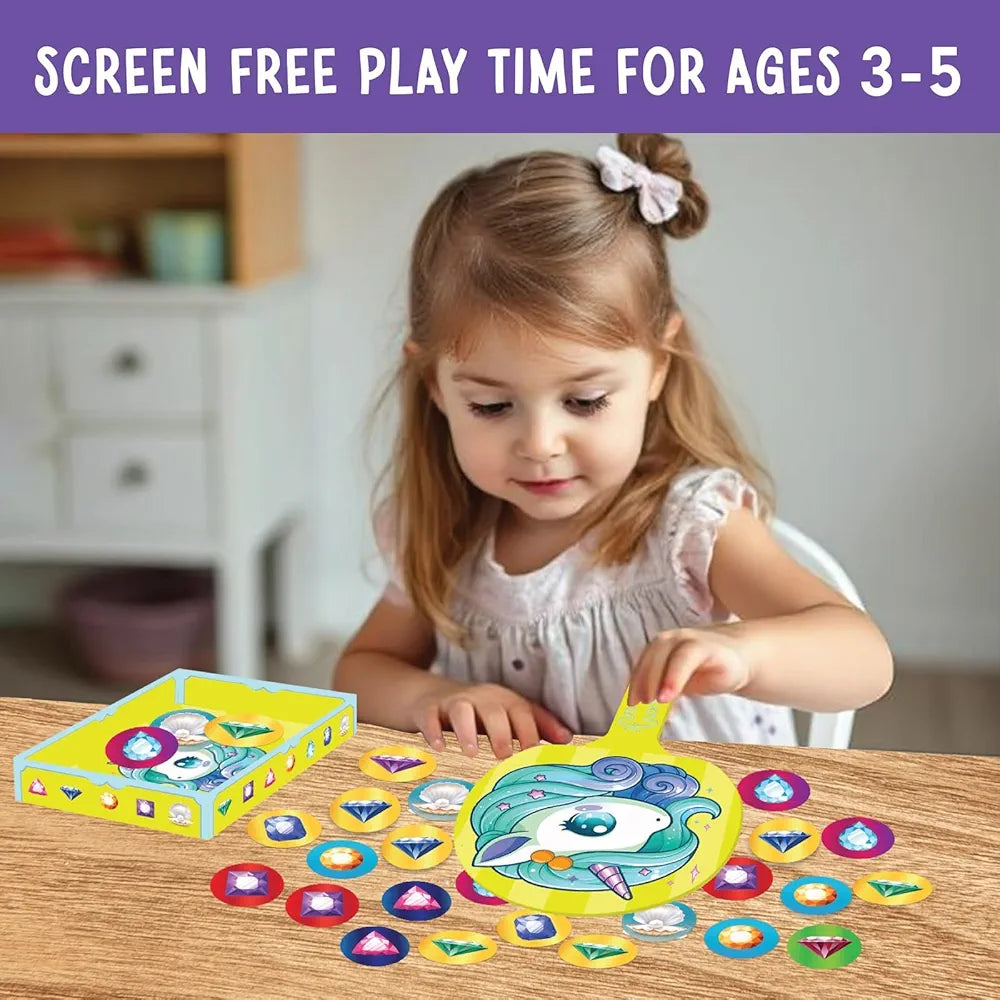 SparkLPlay Unicorn Treasure Game for Girls Ages 3–5 | Fine Motor Skill Toy with 2 Bats, 30 Diamond Coins & 2 Treasure Boxes | Educational Birthday Gift for Toddlers