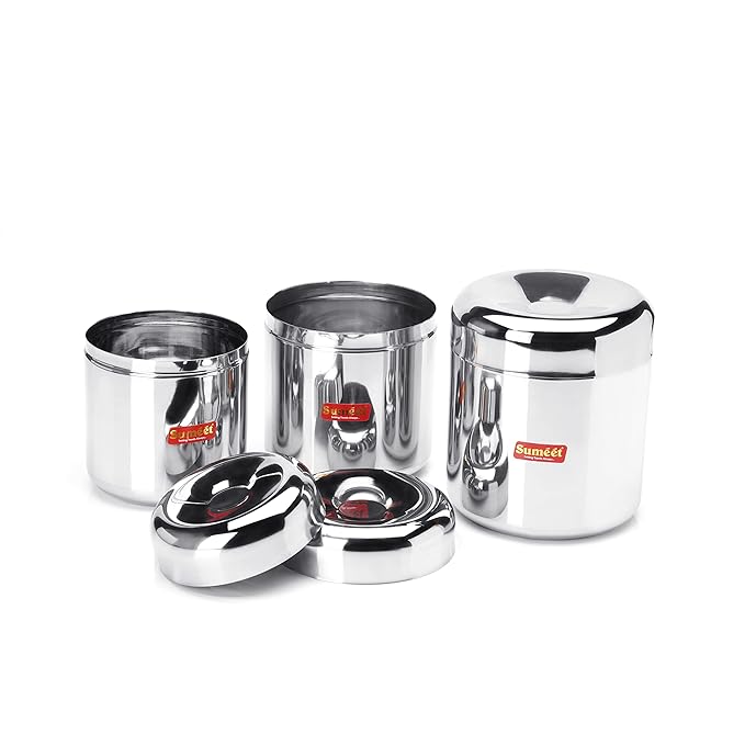 Sumeet Stainless Steel Vertical Utility Storage Containers Set Of 3 Pc
