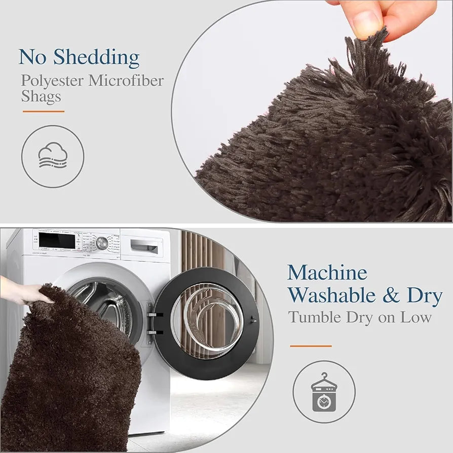 Ishro Home Premium Fuzzy Shag Carpet for Hall Rugs for Living Room Carpets for Living Room Colour Classic Brown