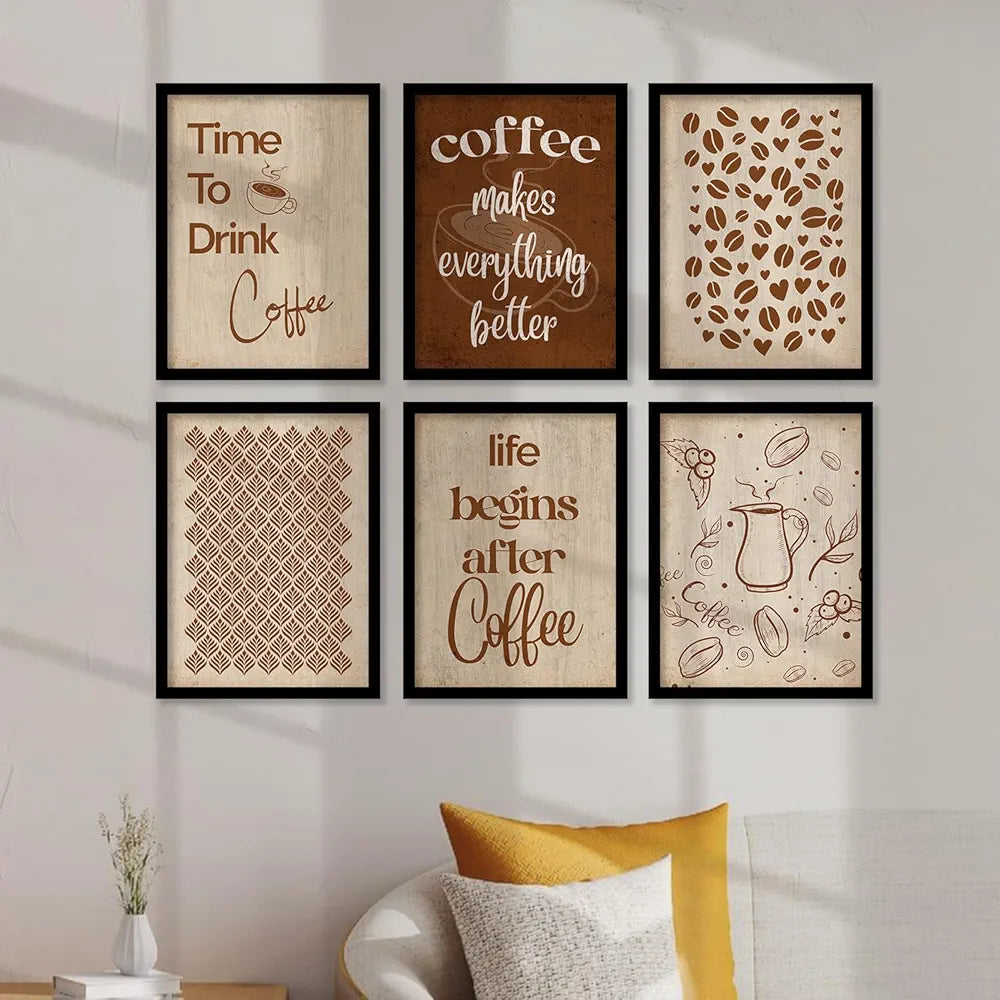 Kotart Wood Time To Drink Coffee Restaurant Quotes Posters With Frame For Kitchen