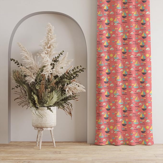 Urban Space Digital Printed Blackout Opaque Curtains For Door Eyelets And Tieback (Colour Nemo Terra)