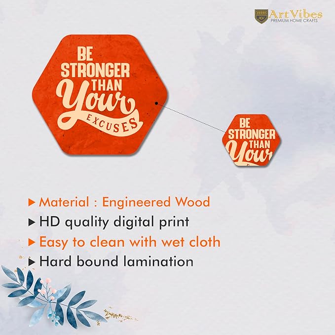 Artvibes Decorative Modern Wooden Wall Hanging Decoration for Home | Quotes Decor Item | Pack of 13 Pieces