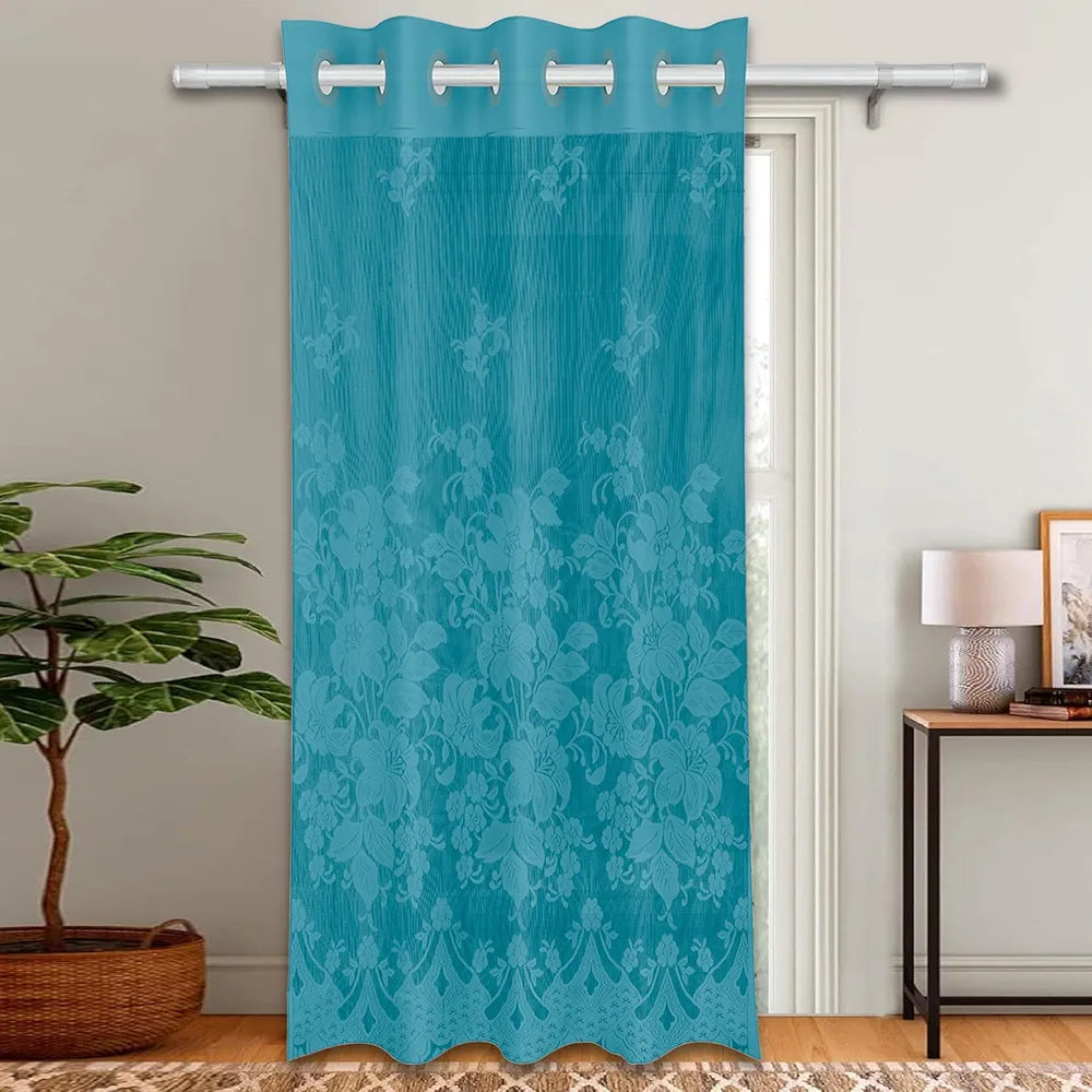 Kuber Industries Door Curtains Premium Drapes for Bedroom with 8 Rings SY27 Green Colour