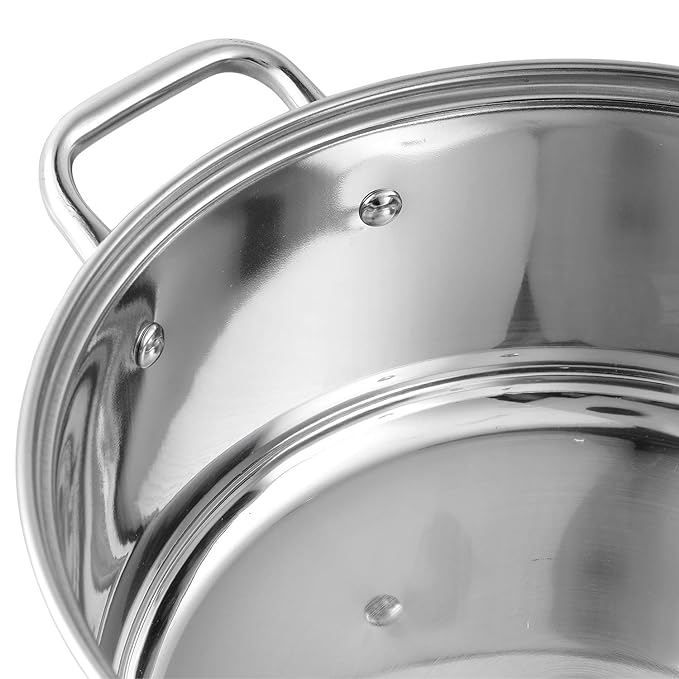 Vinod Roma Stainless Steel Saucepot with Glass Lid - 2.2 Litre, 18 cm | Sandwich Bottom | Rivetted Handle