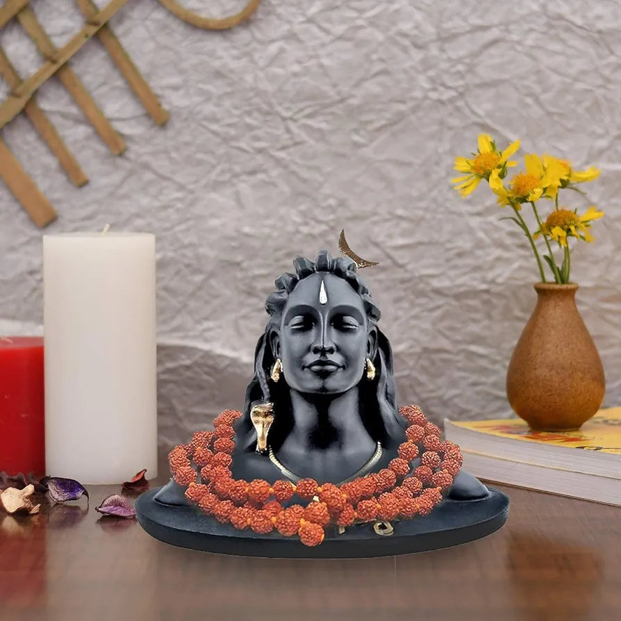 Jd Fresh 3 Inch Adiyogi Statue with Rudraksh Mala