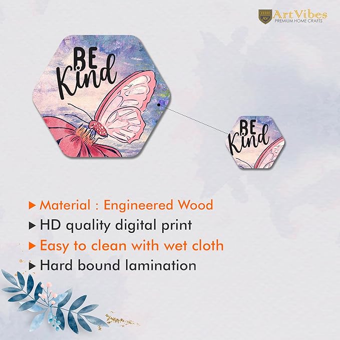 Artvibes Designer Wooden Wall Hanging Decoration for Home | Quotes Decor Item | Pack of 13 Pieces