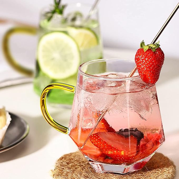 Femora Borosilicate Glass Coffee Cup Handcrafted Geometric Finish | 300 Ml | 1 Piece