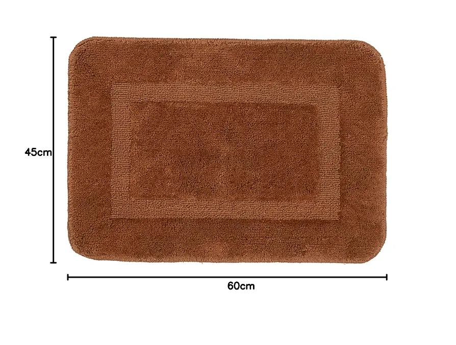 Saral Home Cotton Anti Slip Bathmat Set with Contour Colour Brown (Pack of 2)
