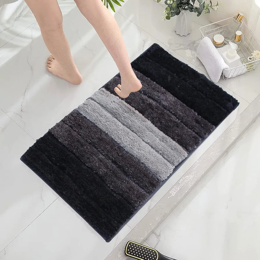 Luxe Home International Microfiber Rectangular Bath mat Soft Anti Slip Skid Luxury Mats 40X60 Cm Colour Anthra (Pack of 2)