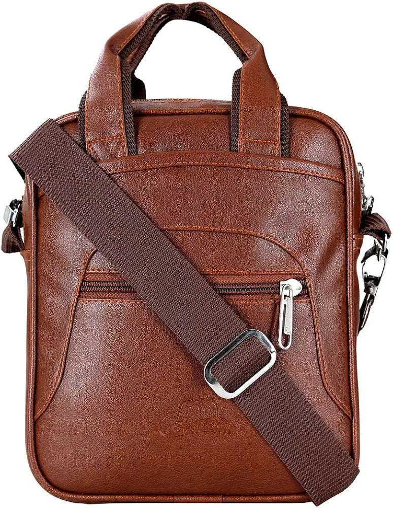 Stylish Pu Leather Men Sling Bag Messenger Cross Body Slim Bag Travel Work Office Business One Side Shoulder Bag Cash Collection for Daily Use for Men Women Satchel Bags