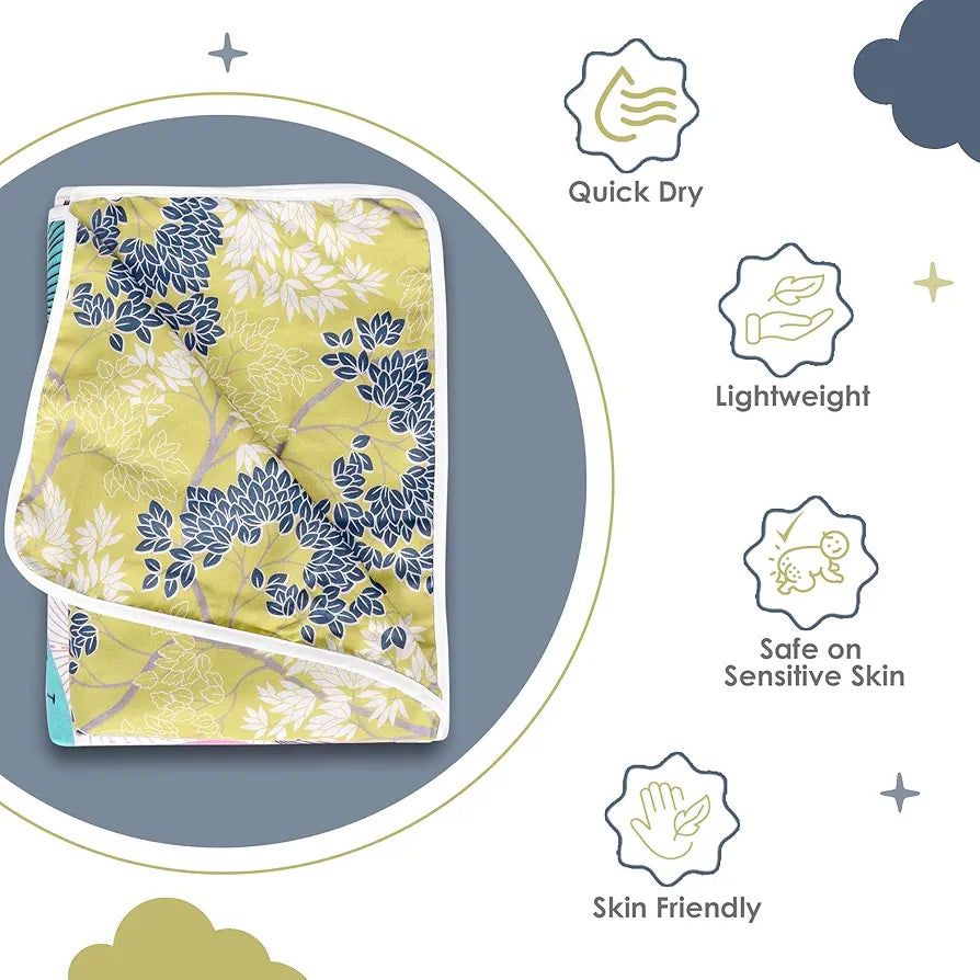 Divine Casa Floret 100% Cotton Single Kids Dohar 120 GSM Soft & Lightweight Throw Blanket Colour Lemon Drop