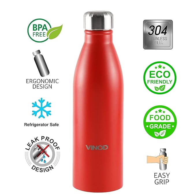 Vinod ICY Classic Stainless Steel Water Bottle Set of 3 - 1000ml