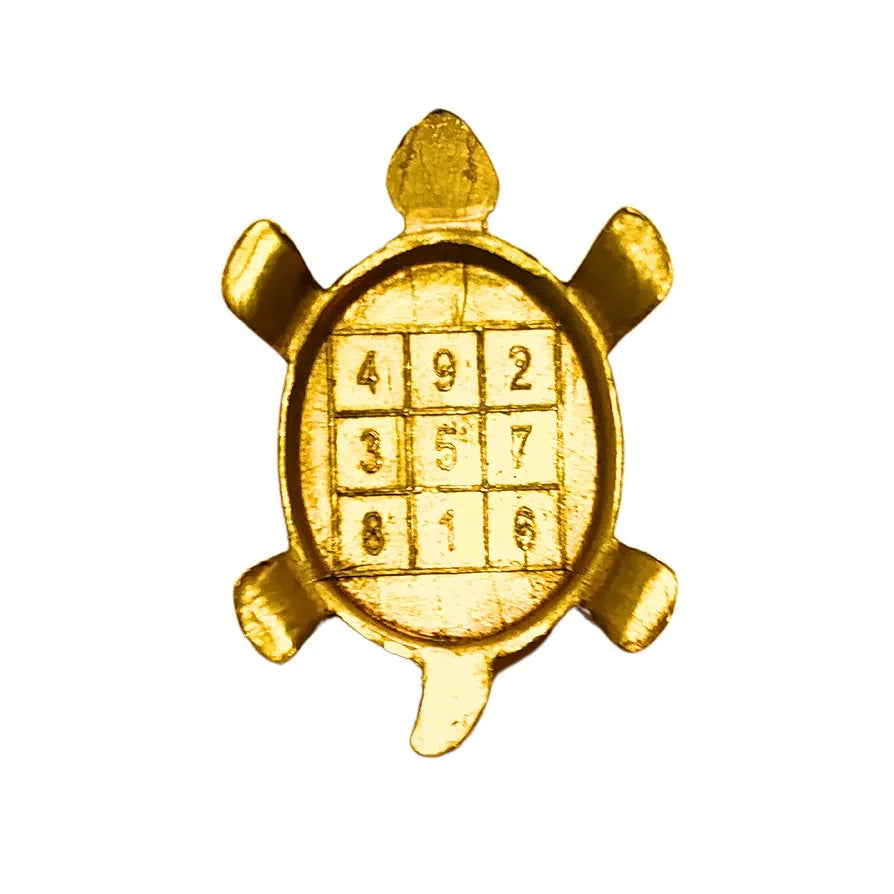 Anciently Feng Shui Tortoise for Good Luck | Brass Tortoise with Plate, Small Size, Brass, Gold Colour, 1 Set, Religious