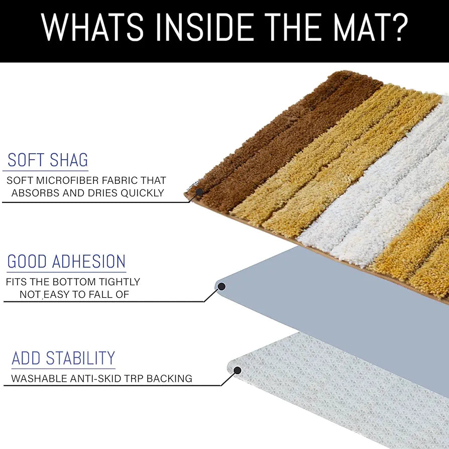 Luxe Home International Microfiber Rectangular Bath mat Soft Anti Slip Skid Luxury Mats 40X60 Cm Colour Tobacco (Pack of 2)