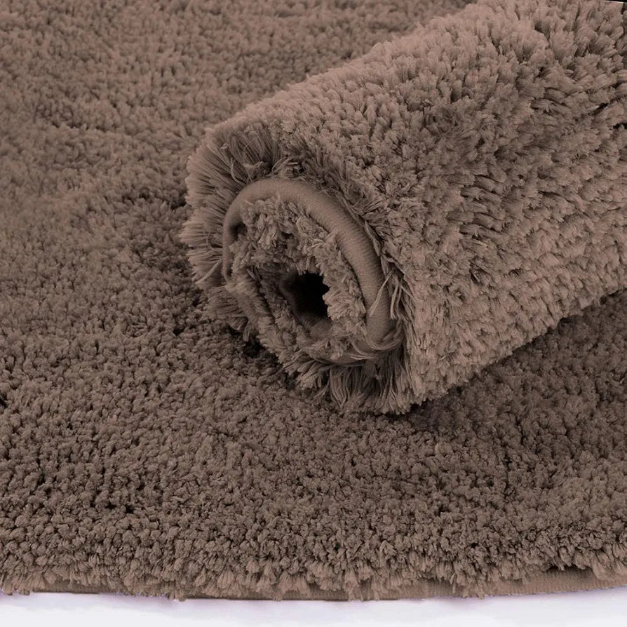 Luxe Home International Bath Mat Super Soft Ultra Absorbent Rectangular Mat Brown (Pack of 2)
