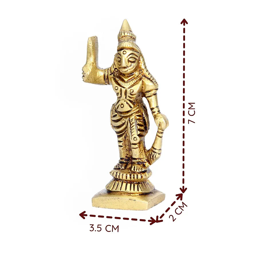 anciently Madurai Veeran Idol Small | Small Madurai Veeran Statue | Small Madurai Veeran Silai Brass, Height 7 CM, Gold Colour, 1 Piece