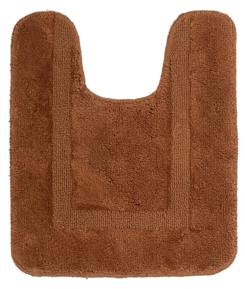 Saral Home Cotton Anti Slip Bathmat Set with Contour Colour Brown (Pack of 2)