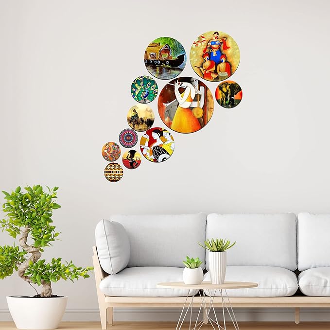 Artvibes Designer MDF Wooden Wall Hanging Decoration Item for Home | Pack of 11 Pieces