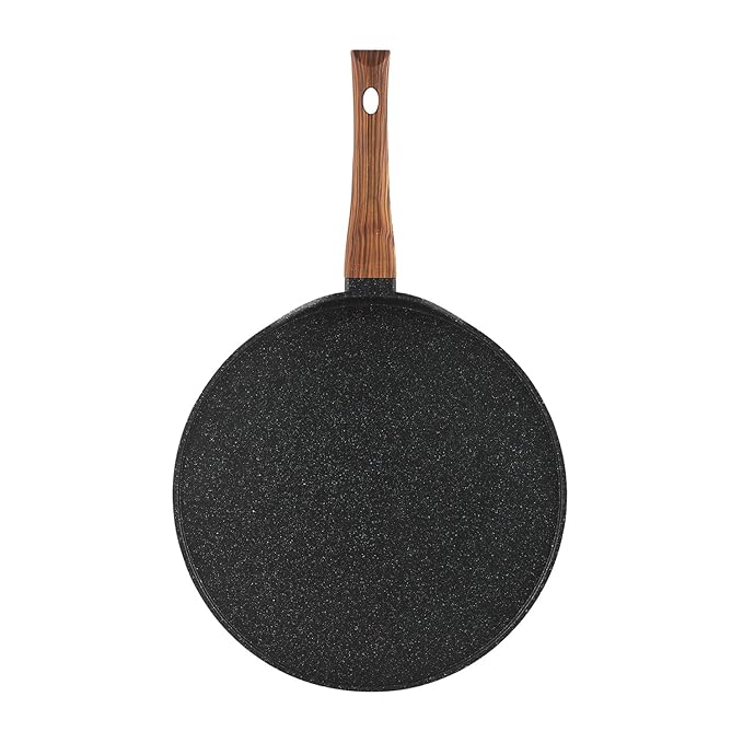 Vinod Zest Plus Die Cast Aluminium Non Stick Tawa - 28 cm | Roti / Paratha / Dosa Tawa with Wooden Handle | 5mm Thick