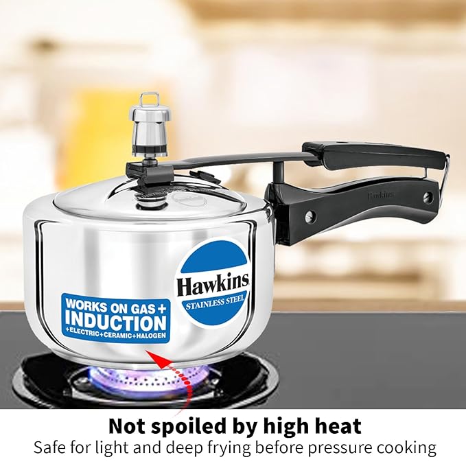 Hawkins 1.5 Litre Pressure Cooker Stainless Steel Inner Lid Cooker Induction Cooker Small Cooker Silver