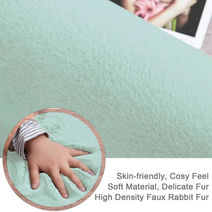 Luxe Home International Rectangular Bath Mat Super Soft Anti Skid Rabbit Fur Mats 40X60 Cm Colour Lime
