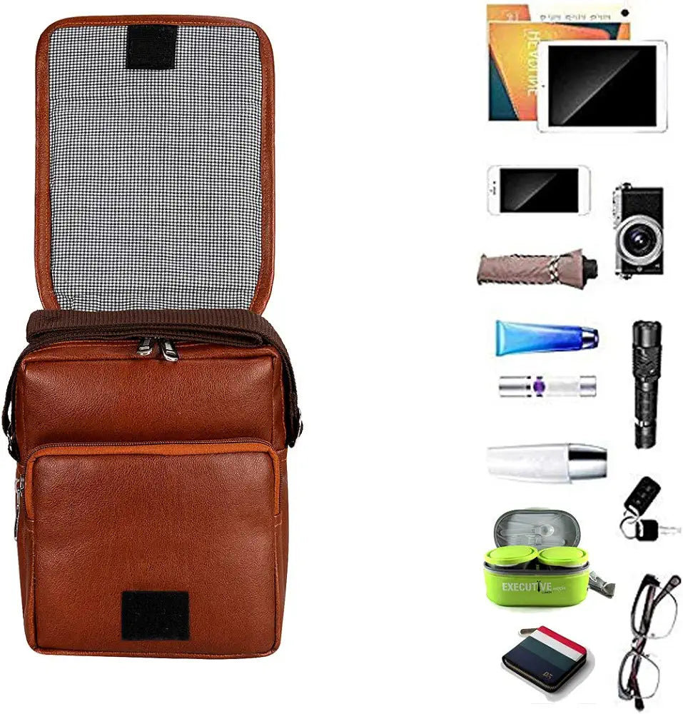 Leather World Sling Bag for Men PU Leather Messenger Cross Body Travel Office One Side Chest Shoulder Bag for Men & Women