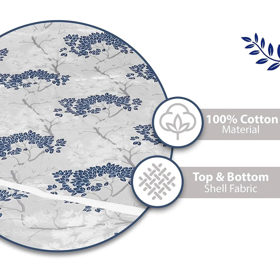 Divine Casa 100% Cotton Single Bed Dohar Ultra-Soft AC Blanket Lightweight Reversible Quilt Colour Greyish Blue