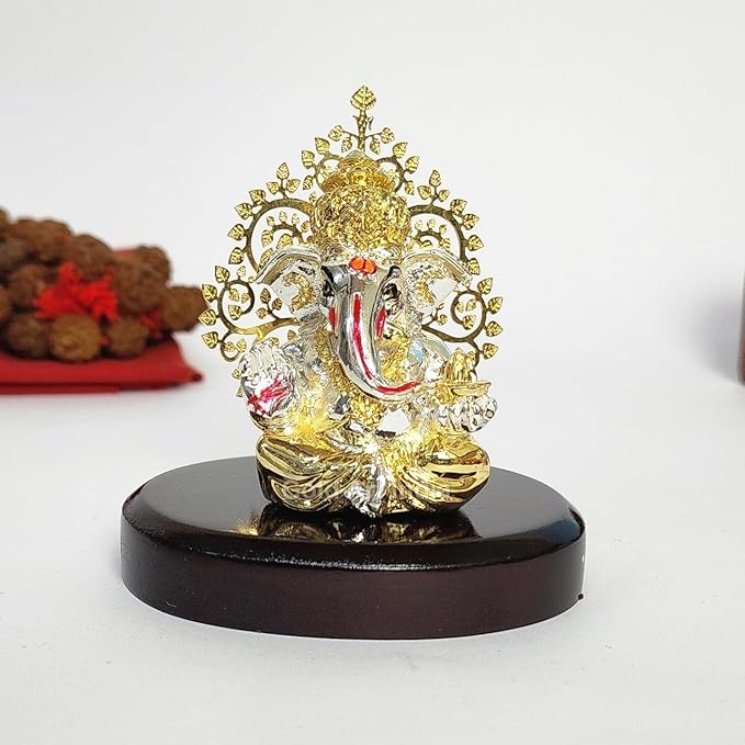Gold Art India Lord Ganesha Idol Kalpavruksh Tree Ganesh Idol for Home Entrance Ganesh Ji