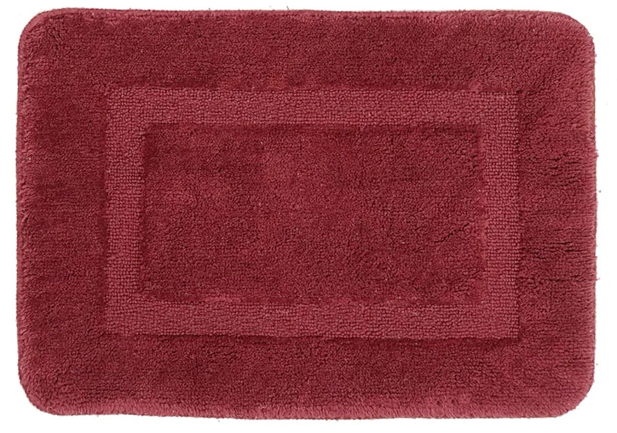Saral Home Cotton Anti Slip Bathmat Set with Contour Colour Maroon (Pack of 2)