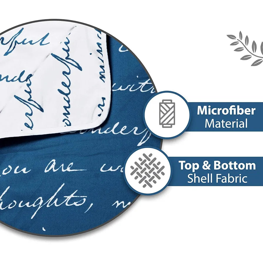 Divine Casa 120 GSM Microfiber Single Kids Dohar Soft & Lightweight Throw Blanket Typography Pattern Colour Blue Depth