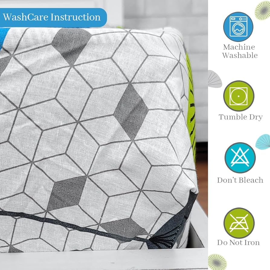 Divine Casa Elastic Bedsheets for Queen Size Bed 144 TC Bed Sheet Double Bed Cotton Elastic Includes 2 King Size Pillow Covers Colour Blue Atoll