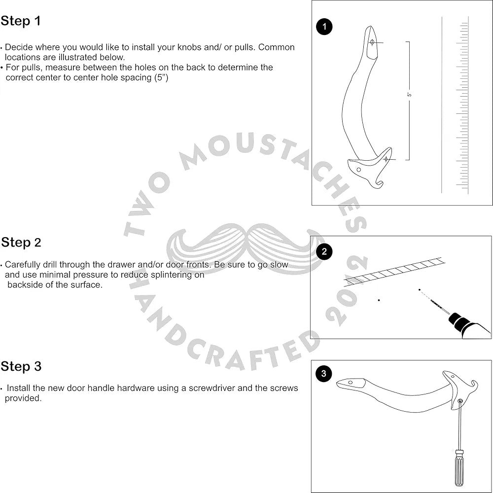 Two Moustaches 7 Inches Leaf Design Brass Door Handle Pair