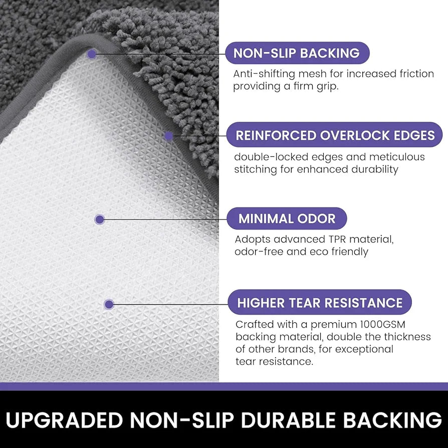 Luxe Home Bathmat 2500 GSM Microfiber Anti Skid Slip Newman Mats Colour Grey