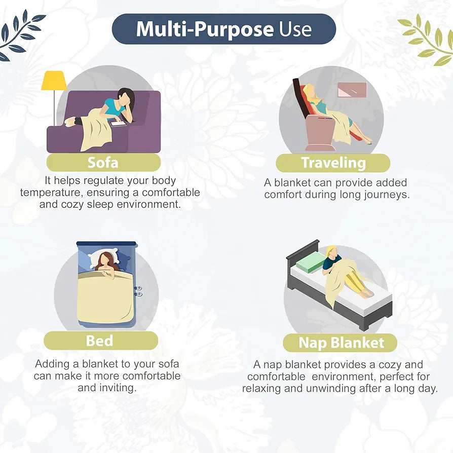 Divine Casa 120 GSM Microfiber Single Kids Dohar Soft & Lightweight Throw Blanket Floral Pattern Colour Galaxy Blue & White