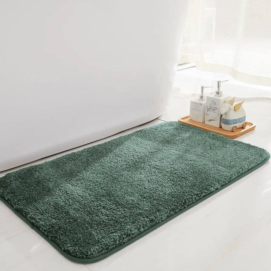 Luxe Home International Microfibre Rectangular Bath mat Super Soft Anti Skid Newman Mats For Bathroom Colour Green