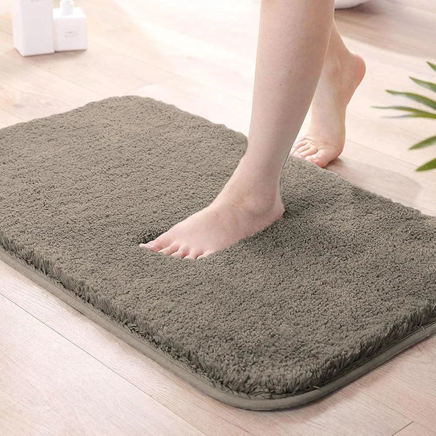 Luxe Home Bath Mat Super Soft Non Slip Vegas Mats for Bathroom Color Taupe