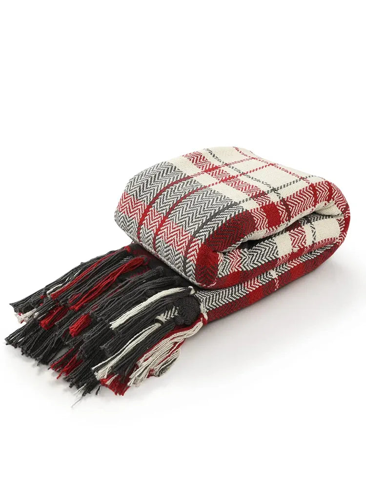 Sashaa World Check Throw Blanket Colour Red And Black