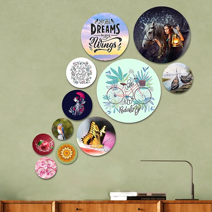 Artvibes Designer Mdf Wooden Wall Hanging for Home| Set of 11 | Multicolour | Nature