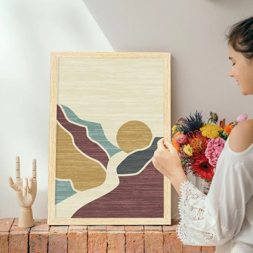 ArtX Paper Boho Aesthetic Wall Decor Paintings with Frame Set Of 2