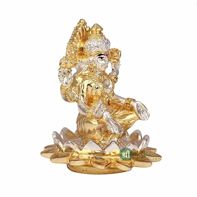 Indicast Resin Goddess Sitting on Lotus Laxmi Idol Murti Statue for Home and Office Decor
