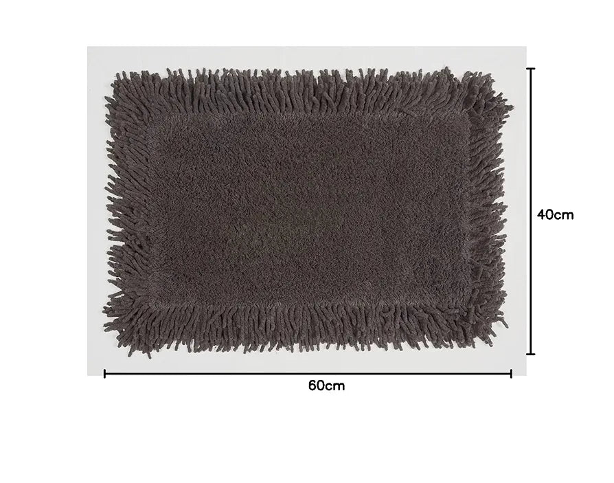 Saral Home Easy Living Cotton Shaggy Mat Colour Dark Grey