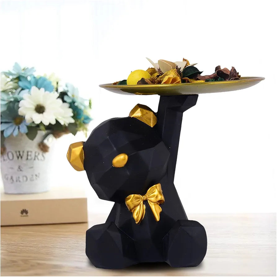 Zart Resin Cool Black Dog Sitt Showpiece For Home Shelves Decor Item