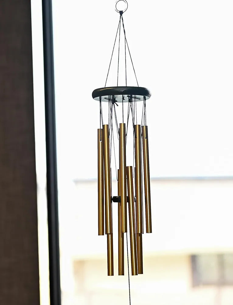 Wind Chimes for Home Positive Vibes Hanging Decoration Golden 12-Pipe Wind Chime -011
