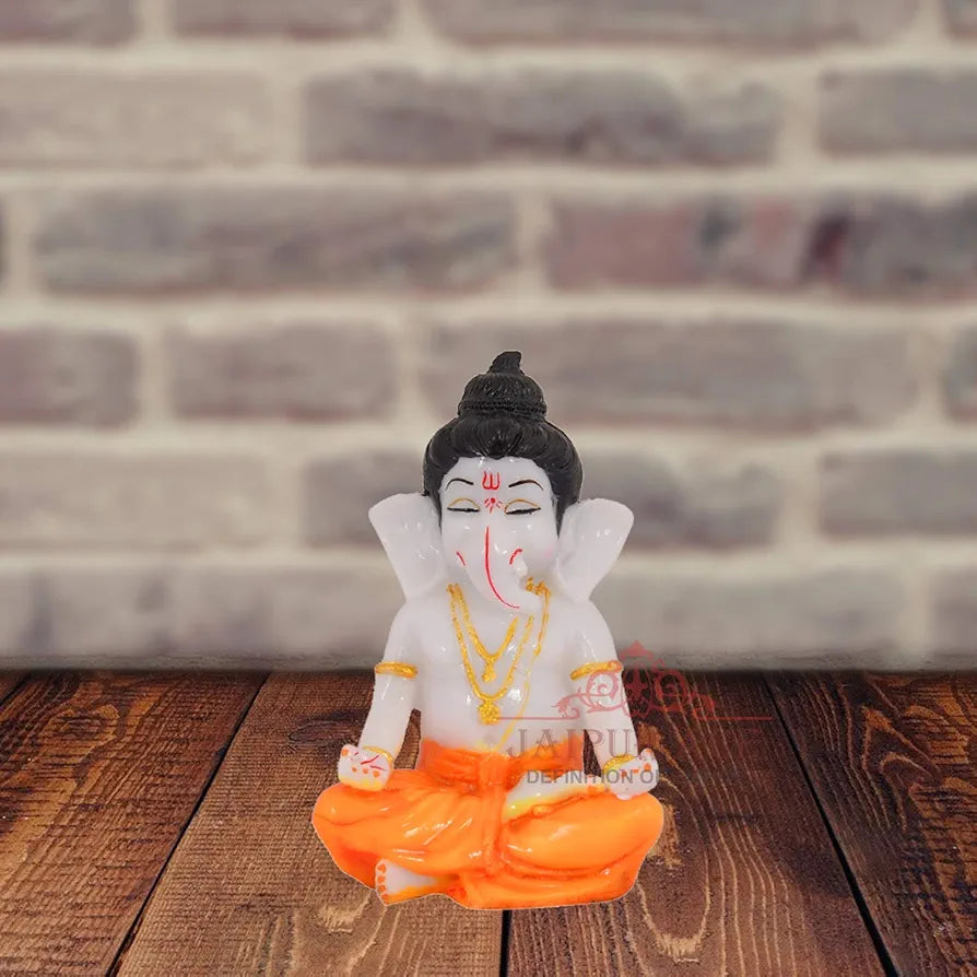 Jaipur Ace Beautiful Vinayak Ji Statue Meditation Ganesha Orange