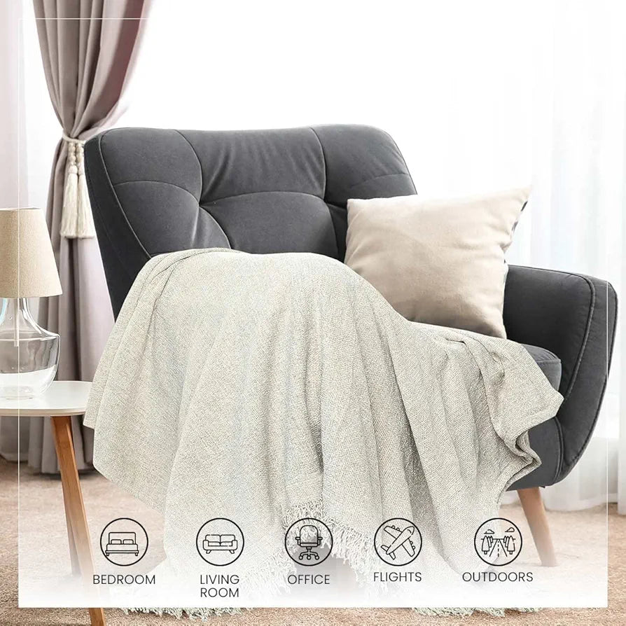 Sashaa World Soft Chenille Throw Colour Natural