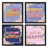 ArtX Paper Motivational Quotes AXJ00139-MOT Be Happy Wall Art Painting Set of 4