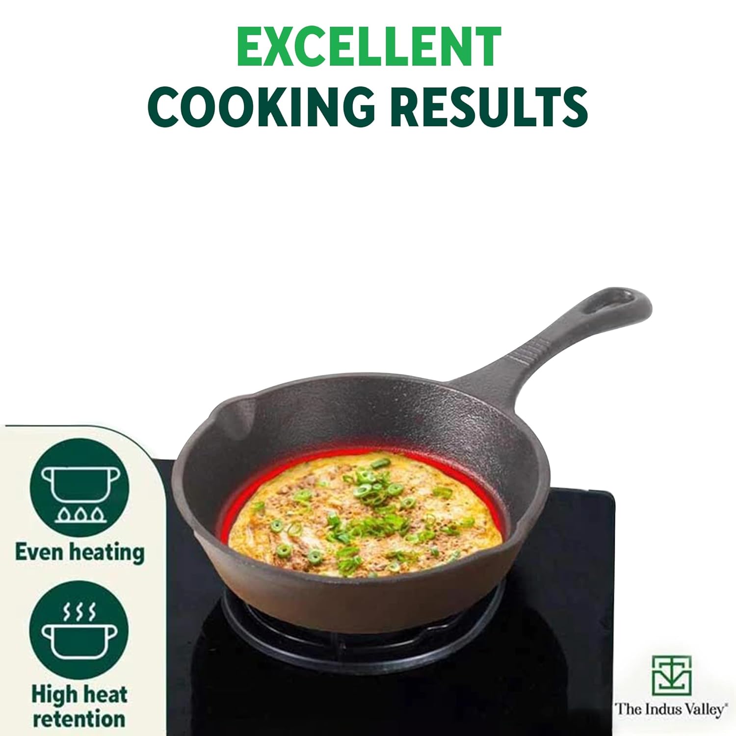 The Indus Valley Preseasoned Cast Iron Fry Pan/Skillet With Long Handle | Induction Friendly | Nonstick Fry Pan
